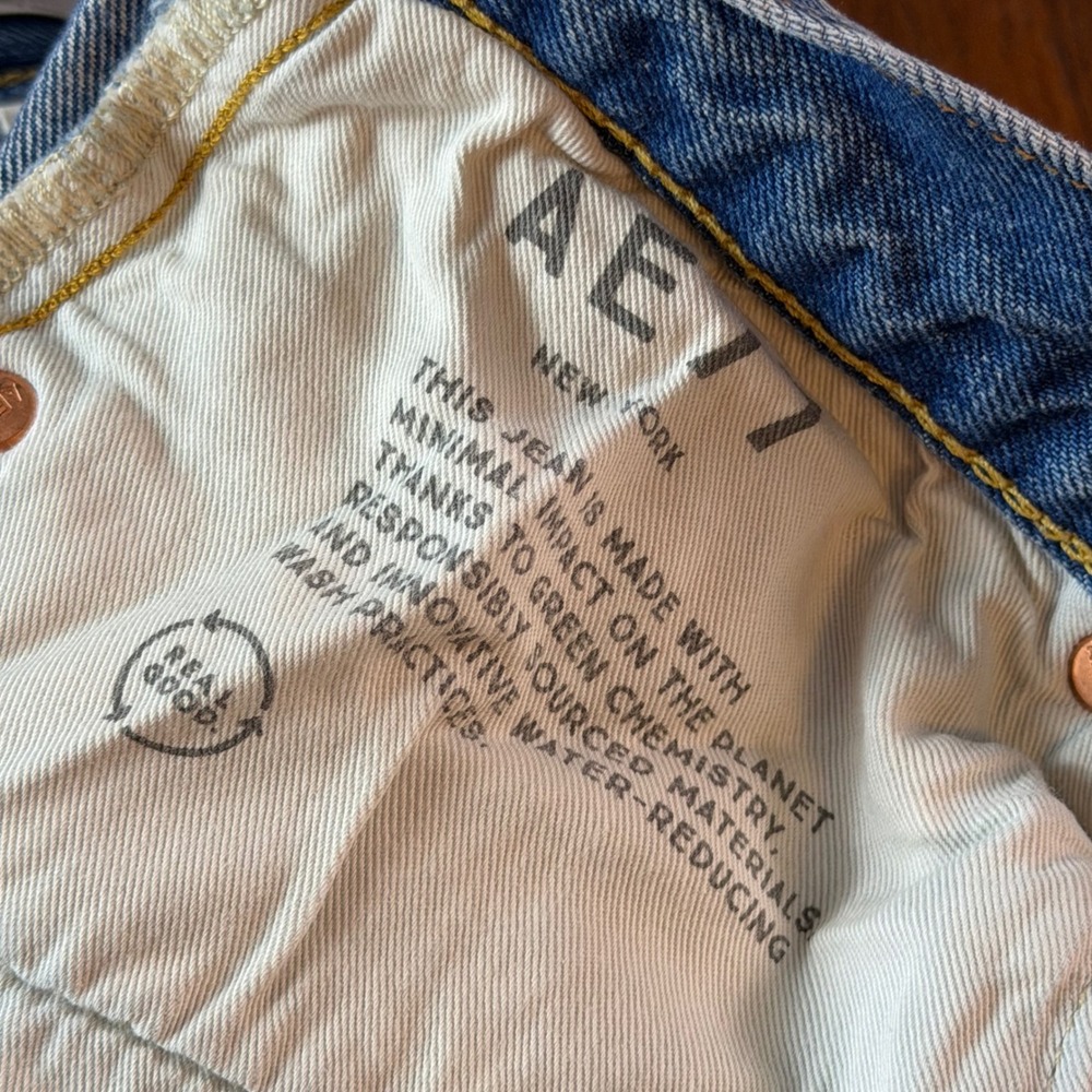 AE77 New York Wide Leg Light Wash Organic Cotton Jeans Size 28 Short - Picture 9 of 14